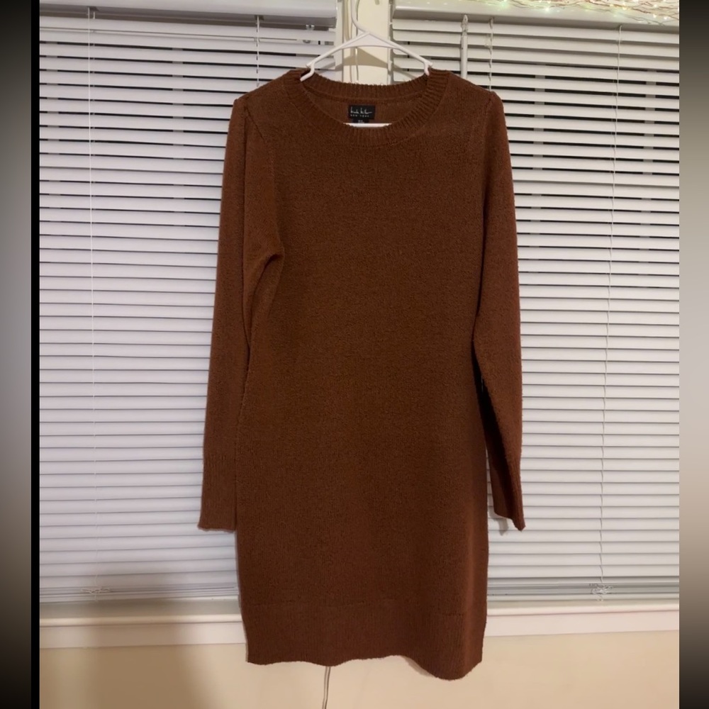 Wine Long sleeve knit dress knee length size M